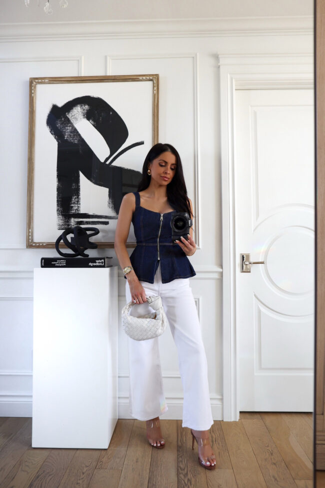 mia mia mine wearing a denim on denim outfit form saks