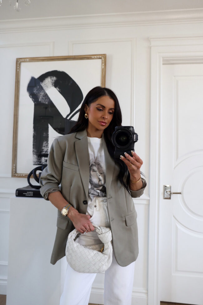 fashion blogger wearing a graphic tee from anine bing