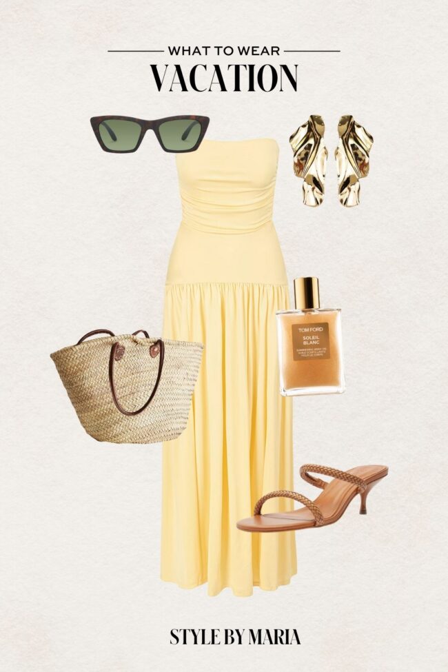 staud strapless yellow dress