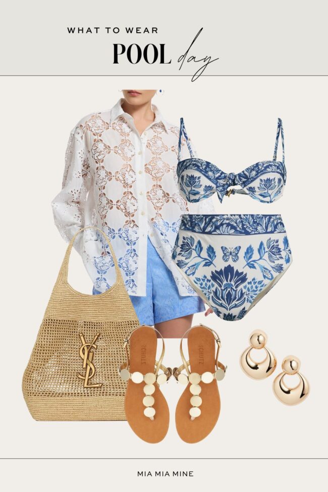 mia mia mine styling a white eyelet shirt for the beach