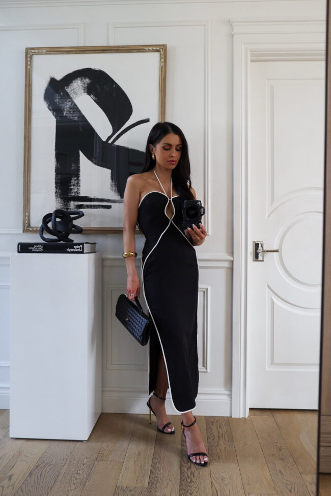 mia mia mine wearing a contrast trim dress from farm rio