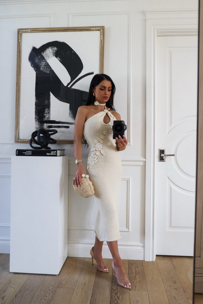 mia mia mine wearing a knit midi dress from nordstrom