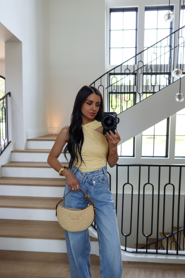 brunette fashion blogger wearing a zara summer outfit