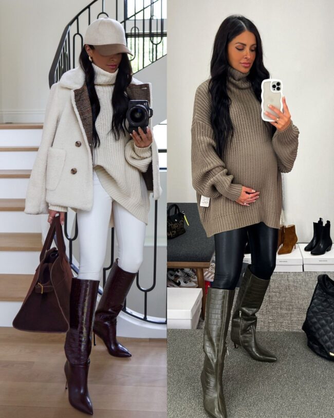 fashion blogger wearing a chunky knit sweater from the nsale