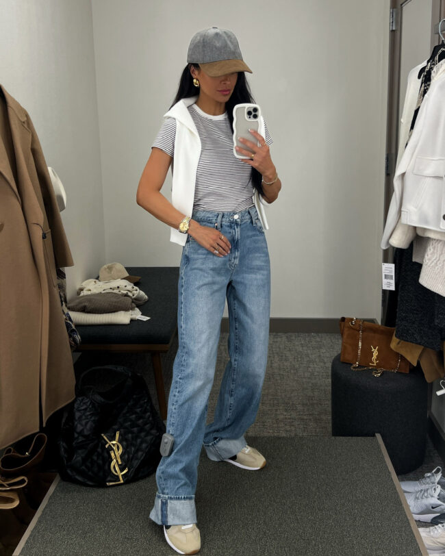 mia mia mine wearing mother cuffed jeans from the nsale