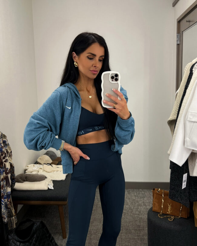 mia mia mine wearing a cropped nike hoodie from the nsale