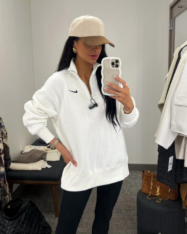 mia mia mine wearing an oversized nike sweatshirt from the nsale