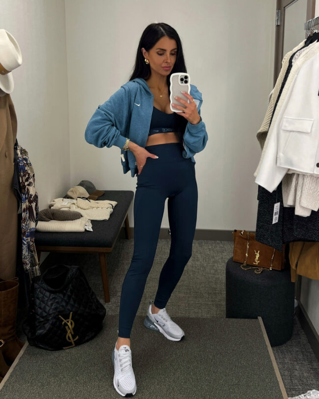 mia mia mine wearing a blue nike outfit from the nsale