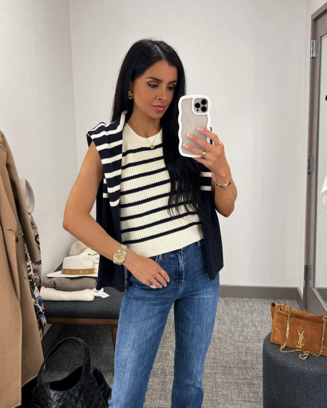 mia mia mine wearing a rag & bone stripe vest from the nsale