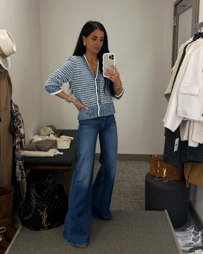 mia mia mine wearing mother flared jeans from the nsale