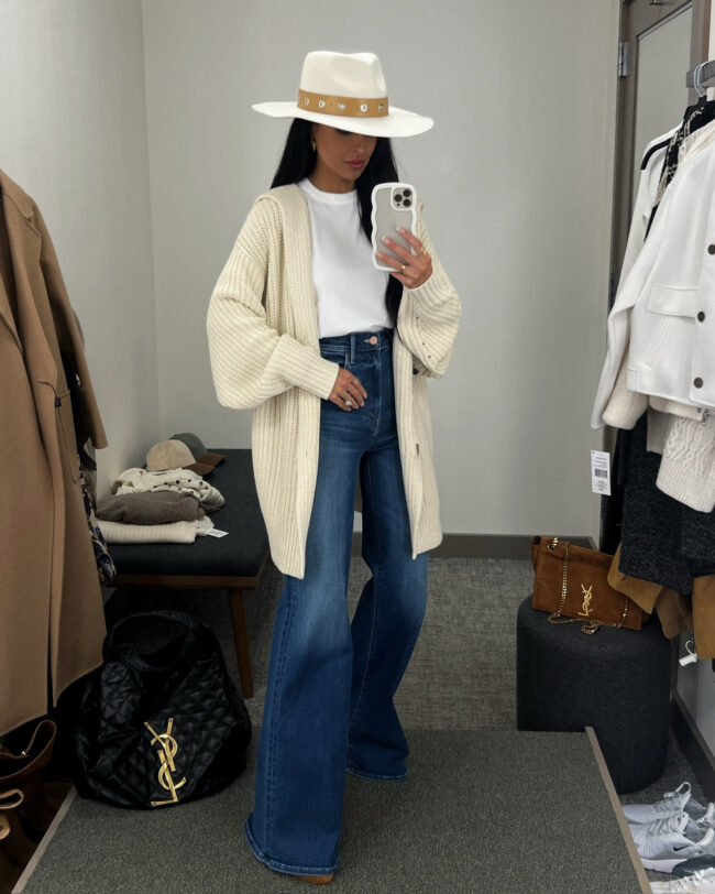 mia mia mine wearing a free people oversized cardigan from the nordstrom anniversary sale