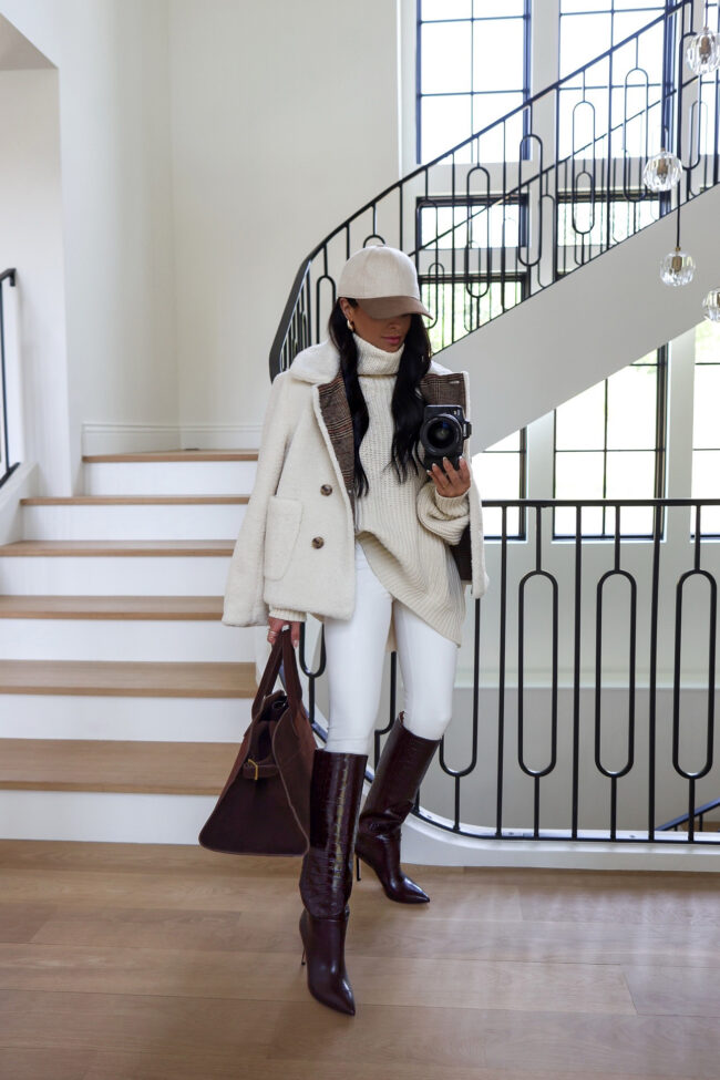 mia mia mine wearing commando faux leather white leggings from the nsale