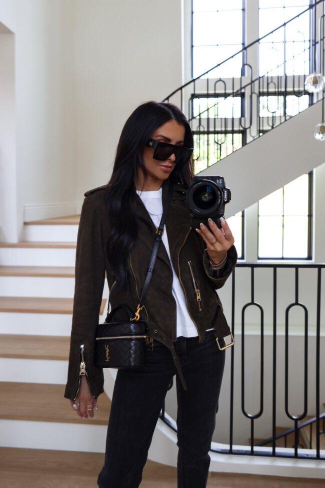 mia mia mine wearing an allsaints leather jacket from the nsale